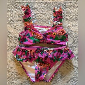 Janie and Jack Kids Swim Bikini - Pink and Green Floral
